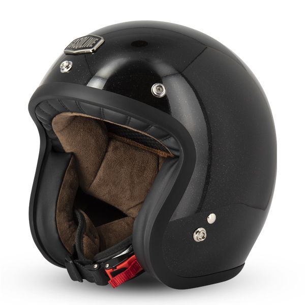 Casco Moto Jet Cafe Racer S250 – Leggero, Colore Rosso Glitterato – Taglia S (55-56 Cm) – Omologato E9